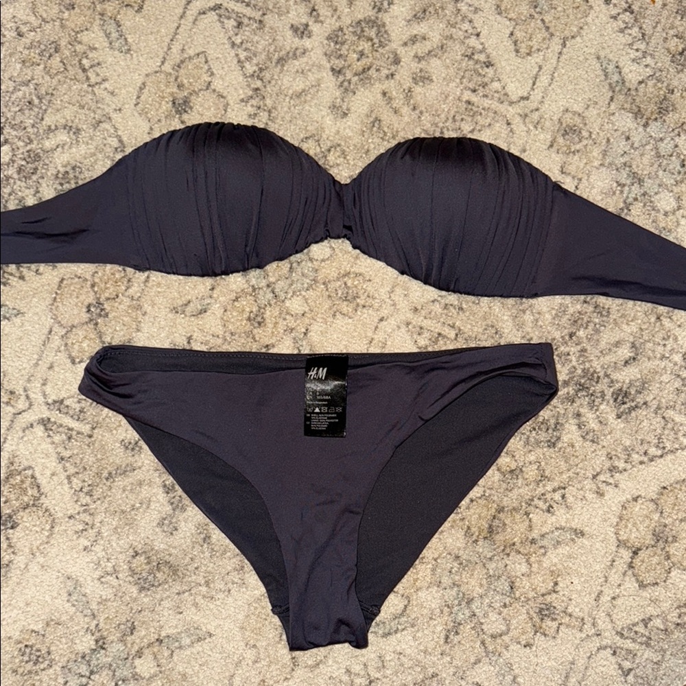 H&M Grey Bikini Set with Strapless Bandeau